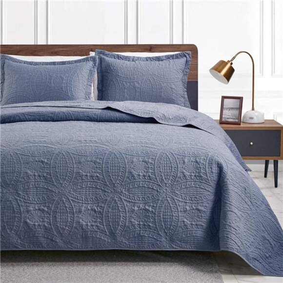Quilts for Queen Bed Blue Bedspreads - Soft Bed Summer Quilt - Picture 1 of 7